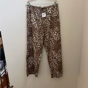 NWT Women’s American Eagle Outfitters Leopard Print Wide Leg Lounge Pants Sz Med